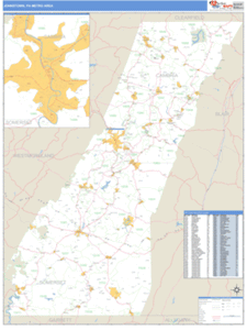 Johnstown, Pennsylvania Metro Area Wall Map