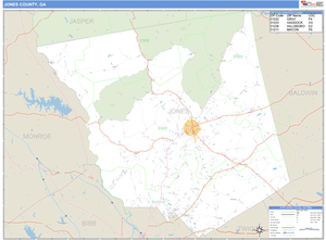 Jones County, Georgia Zip Code Wall Map