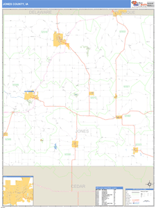 Jones County, Iowa Zip Code Wall Map