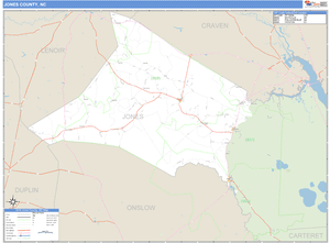 Jones County, North Carolina Zip Code Wall Map