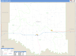 Jones County, South Dakota Zip Code Wall Map