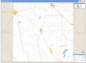 Jones County, Texas Zip Code Wall Map