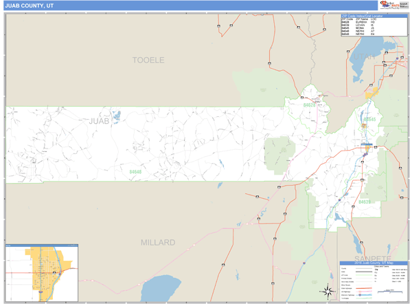 Juab County, Utah Zip Code Wall Map Market Maps (IDI)