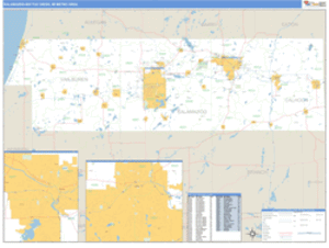 Kalamazoo-Battle Creek, Michigan Metro Area Wall Map