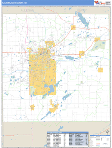 Kalamazoo County, Michigan Zip Code Wall Map