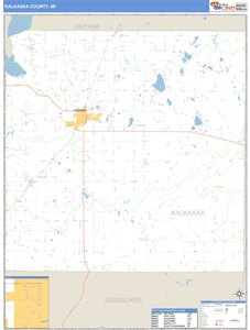 Kalkaska County, Michigan Zip Code Wall Map