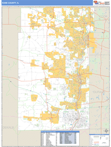 Kane County, Illinois Zip Code Wall Map