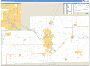 Kankakee County, Illinois Zip Code Wall Map