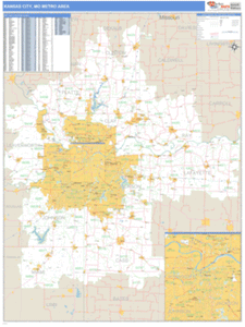Kansas City, Missouri Metro Area Wall Map