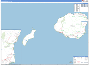 Kauai County, Hawaii Zip Code Wall Map
