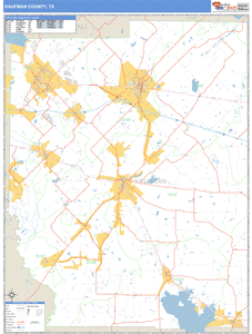 Kaufman County, Texas Zip Code Wall Map