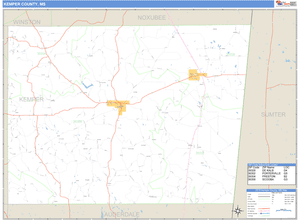 Kemper County, Mississippi Zip Code Wall Map