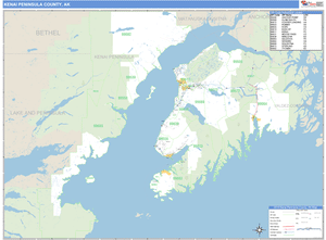 Kenai Cook Inlet County, Alaska Zip Code Wall Map