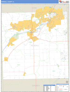 Kendall County, Illinois Zip Code Wall Map
