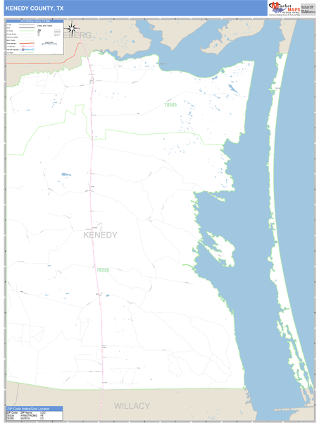 Kenedy County, Texas Zip Code Wall Map Market Maps (IDI)