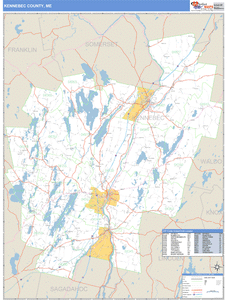 Kennebec County, Maine Zip Code Wall Map