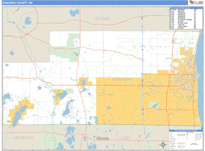 Kenosha County, Wisconsin Zip Code Wall Map