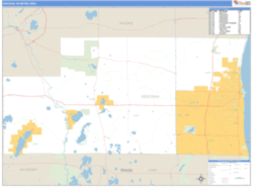 Kenosha, Wisconsin Metro Area Wall Map Market Maps (IDI)