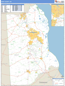 Kent County, Delaware Zip Code Wall Map