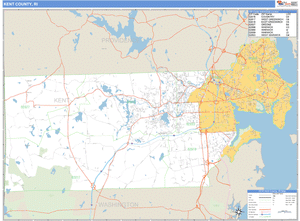 Kent County, Rhode Island Zip Code Wall Map