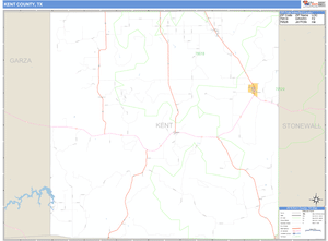Kent County, Texas Zip Code Wall Map