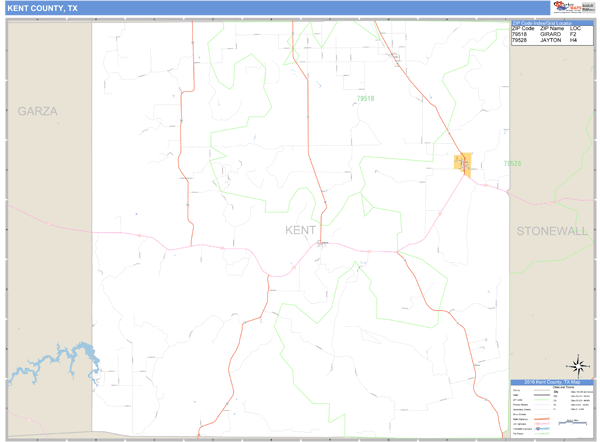 Kent County, Texas Zip Code Wall Map Market Maps (IDI)