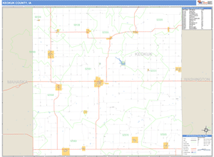 Keokuk County, Iowa Zip Code Wall Map