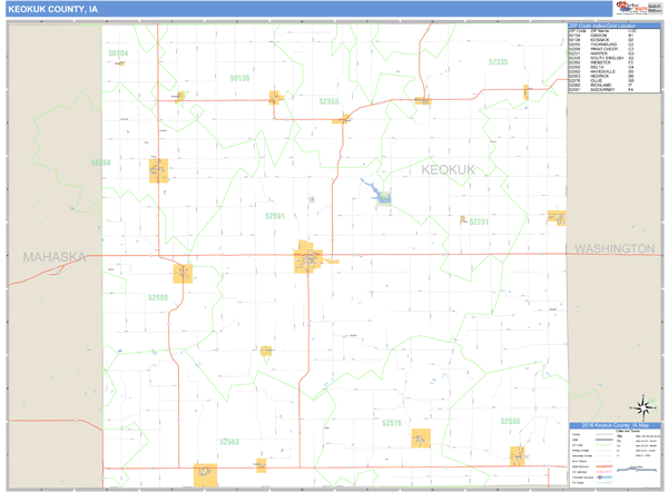 Keokuk County, Iowa Zip Code Wall Map Market Maps (IDI)