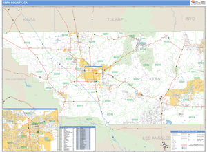 Kern County, California Zip Code Wall Map