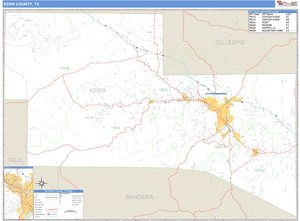 Kerr County, Texas Zip Code Wall Map