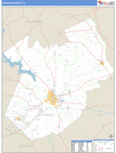 Kershaw County, South Carolina Zip Code Wall Map