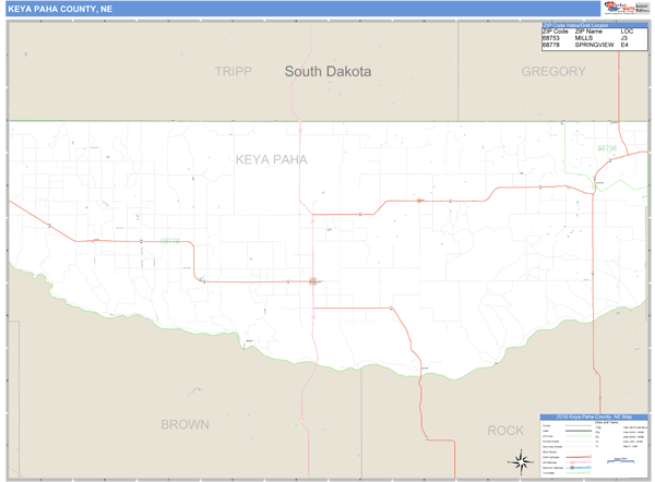 Keya Paha County, Nebraska Zip Code Wall Map Market Maps (IDI)