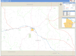 Kimble County, Texas Zip Code Wall Map