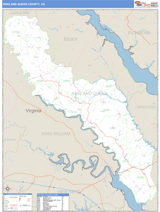 King and Queen County, Virginia Zip Code Wall Map