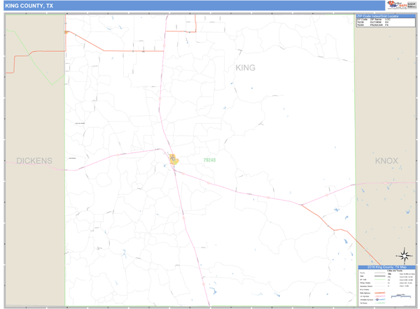 King County, Texas Zip Code Wall Map Market Maps (IDI)