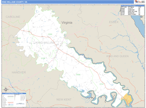 King William County, Virginia Zip Code Wall Map