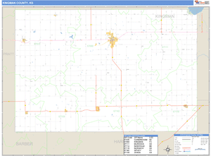 Kingman County, Kansas Zip Code Wall Map
