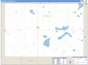 Kingsbury County, South Dakota Zip Code Wall Map