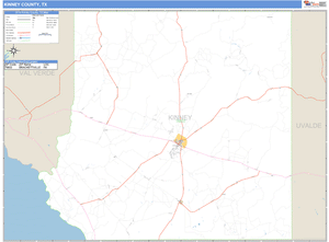 Kinney County, Texas Zip Code Wall Map