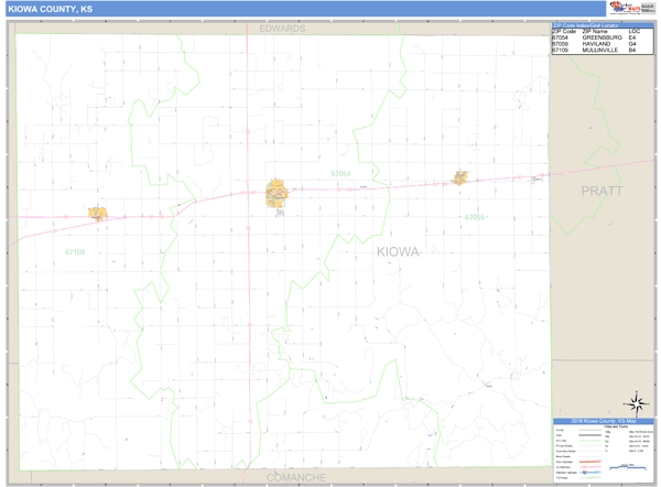 Kiowa County, Kansas Zip Code Wall Map Market Maps (IDI)