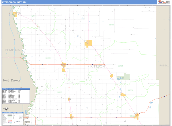 Kittson County, Minnesota Zip Code Wall Map Market Maps (IDI)