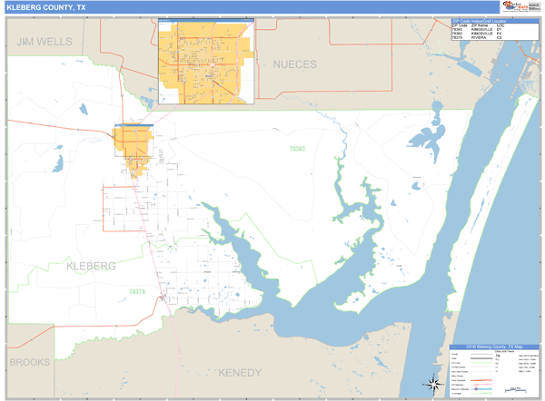 Kleberg County, Texas Zip Code Wall Map Market Maps (IDI)