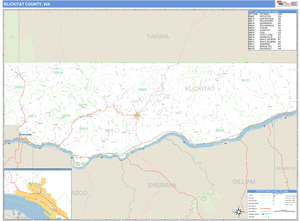 Klickitat County, Washington Zip Code Wall Map