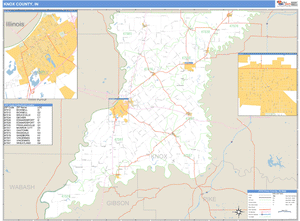 Knox County, Indiana Zip Code Wall Map