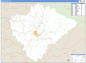 Knox County, Kentucky Zip Code Wall Map