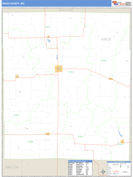 Knox County, Missouri Zip Code Wall Map Market Maps (IDI)