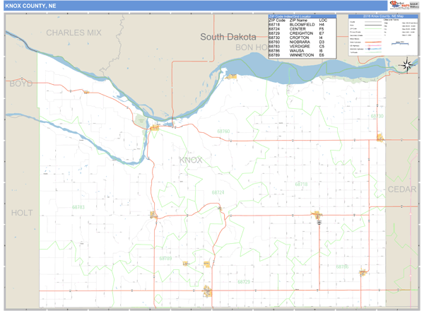 Knox County, Nebraska Zip Code Wall Map Market Maps (IDI)