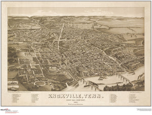 Knoxville Antique Wall Map