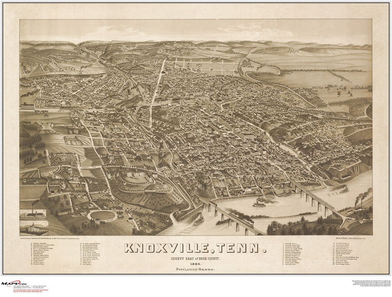 Knoxville Antique Wall Map Maps.com