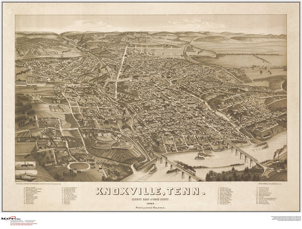 Knoxville Antique Wall Map Maps.com